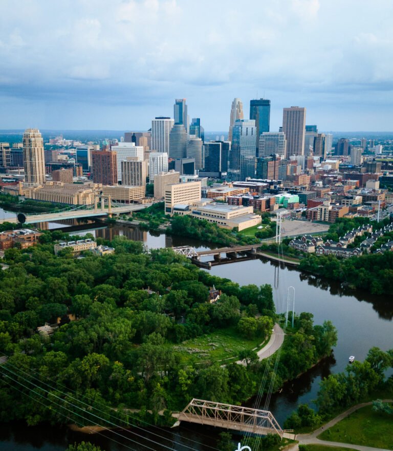 Minneapolis skyline and the Mississippi River