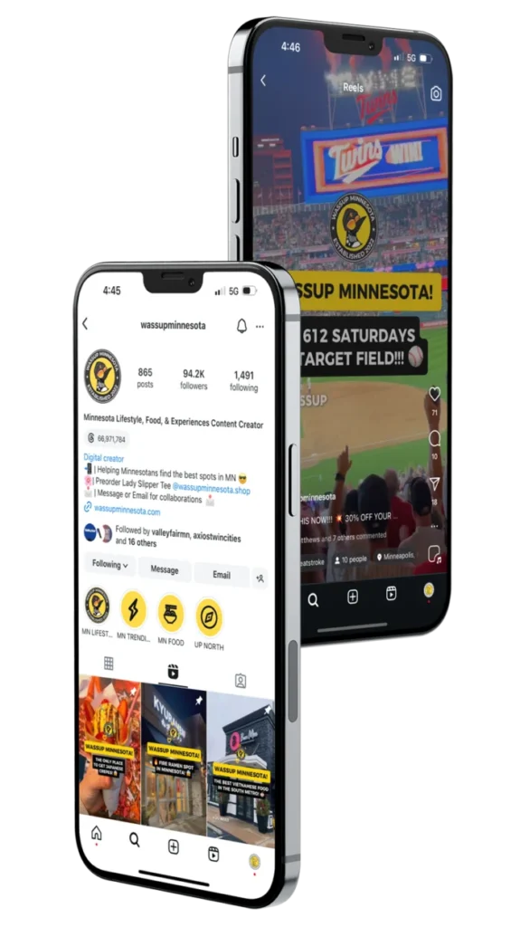 Wassup Minnesota on Instagram, shown on two phones