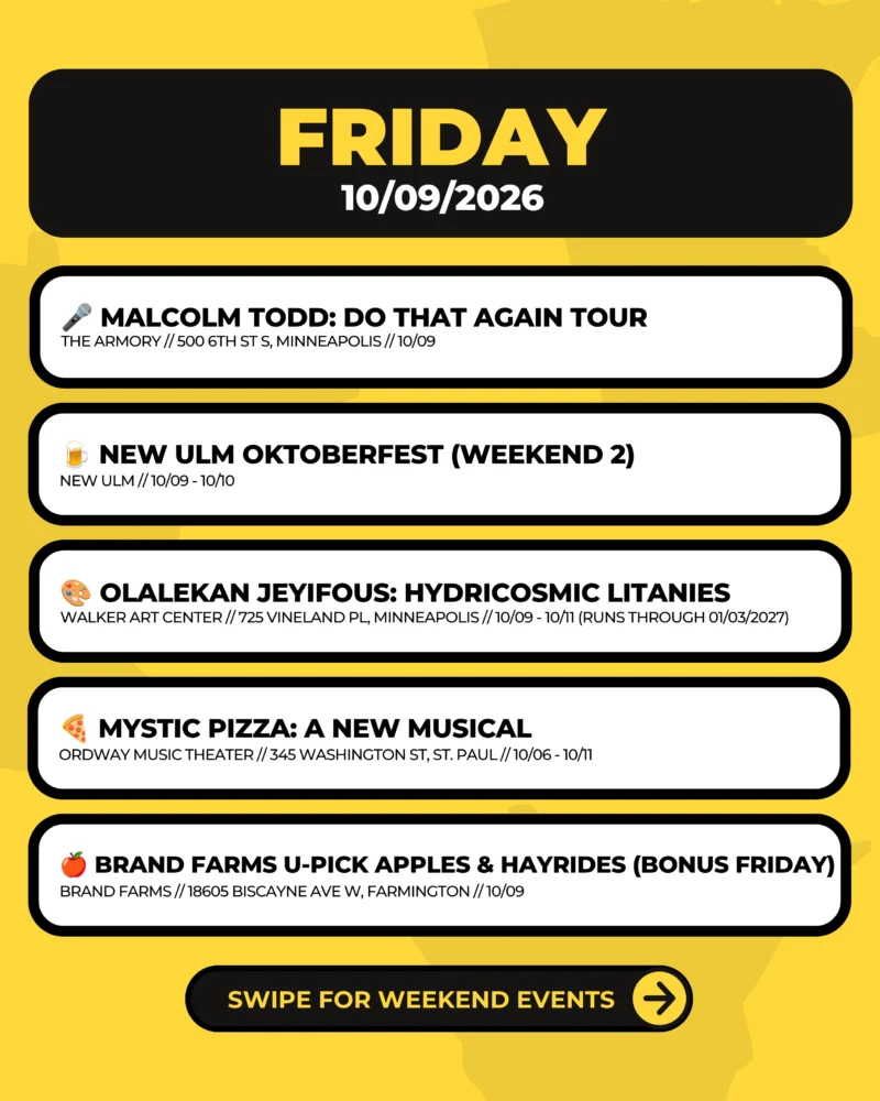 Example Weekend Guide, Friday events