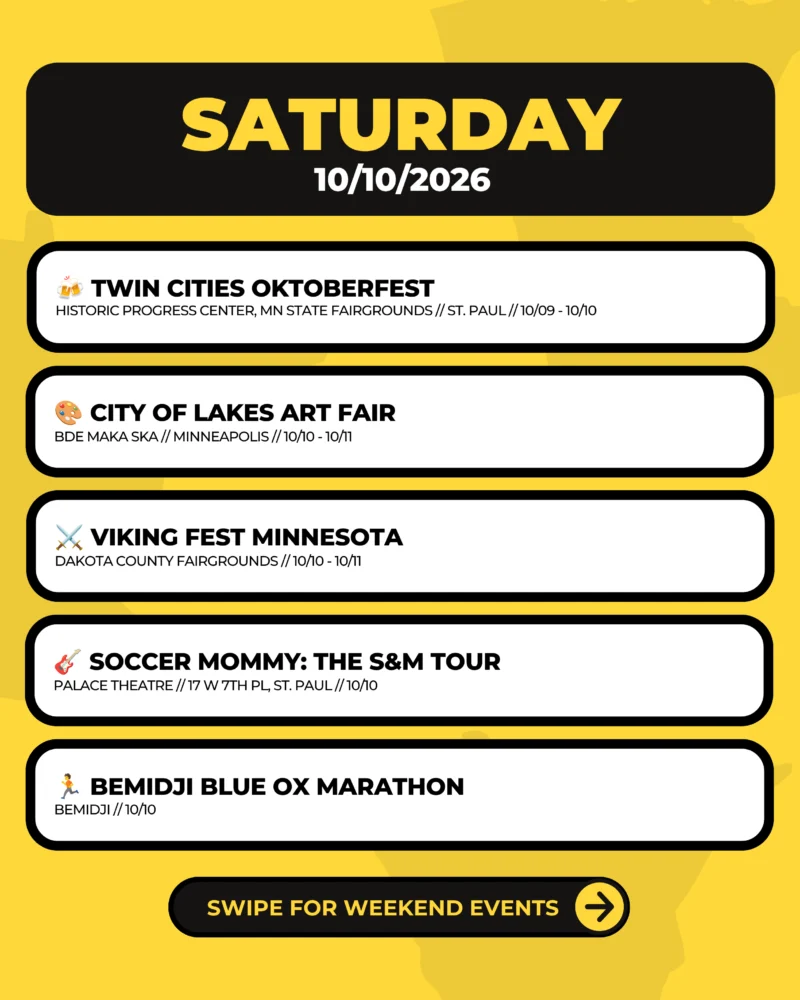 Example Weekend Guide, Saturday events