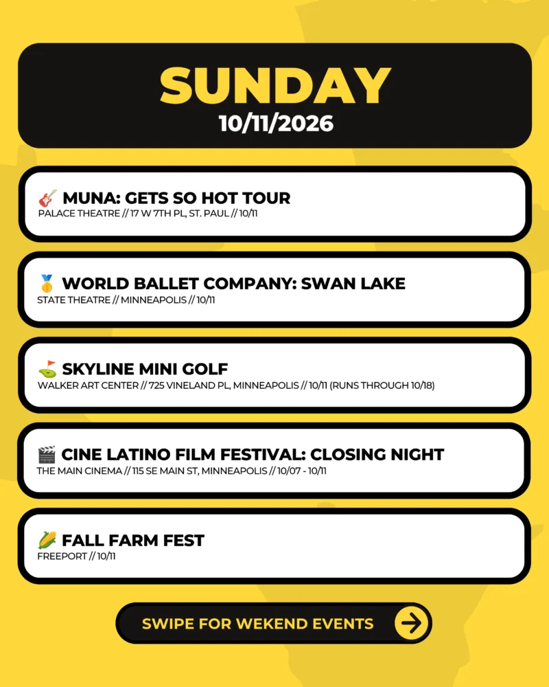 Example Weekend Guide, Sunday events